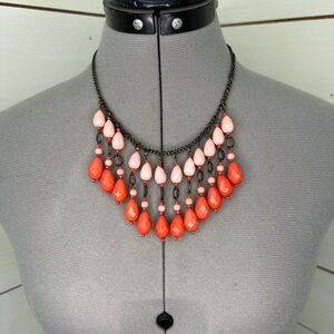 Elegant Coral and Pink Teardrop Necklace